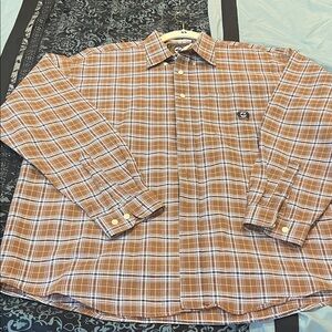 Cinch Men's Tan and White Plaid Button Down Shirt